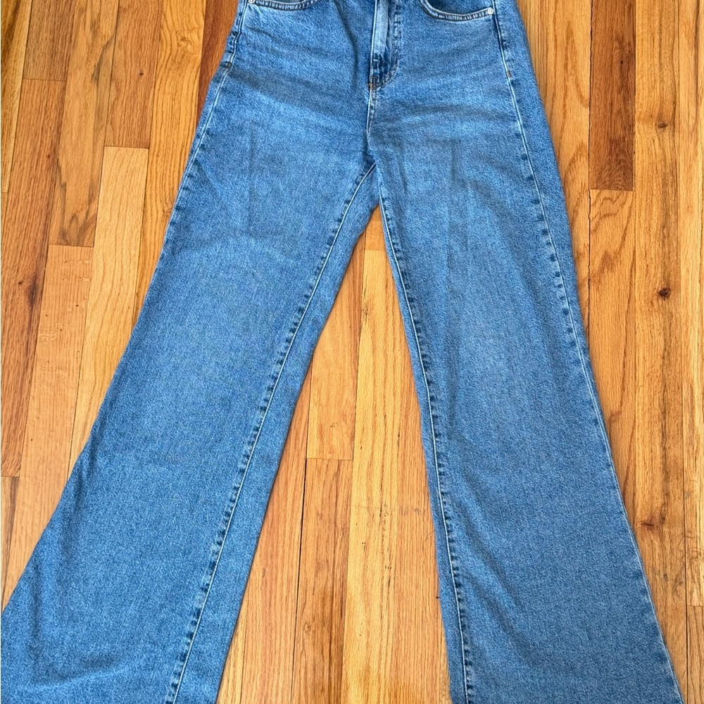 Zara Wide-Leg High-Rise Jeans in Light Blue